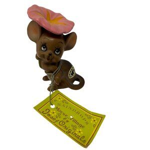 Vintage Josef Originals Mouse Village Figurine Raindrops Mice Kitsch MCM